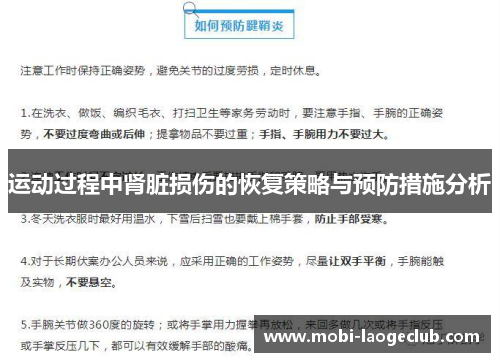 运动过程中肾脏损伤的恢复策略与预防措施分析 运动过程中肾脏损伤的恢复策略与预防措施分析